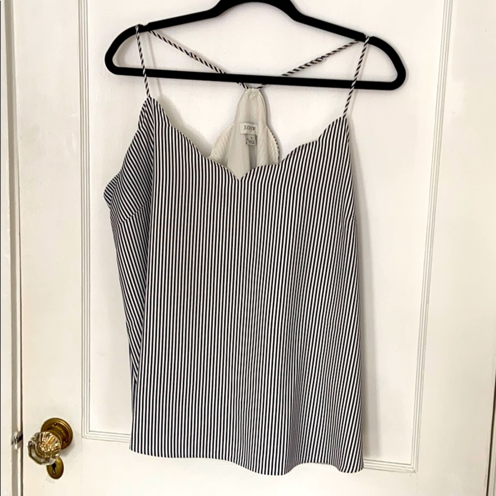 Scalloped Navy Tank with Lining & Spaghetti Straps